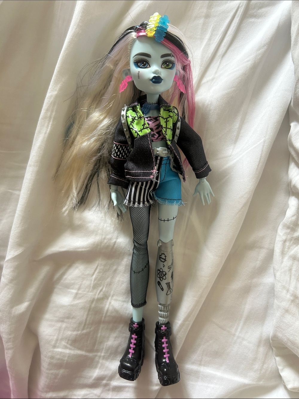 Monster High Frankie Stein Doll in Denim Jacket & Shorts